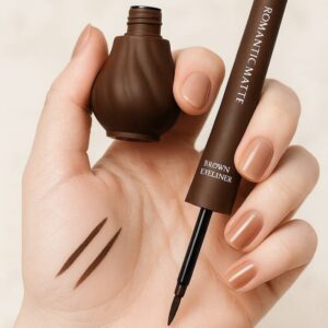 خط چشم قهوه ای رومانتیک مات romantic matte brown eyeliner